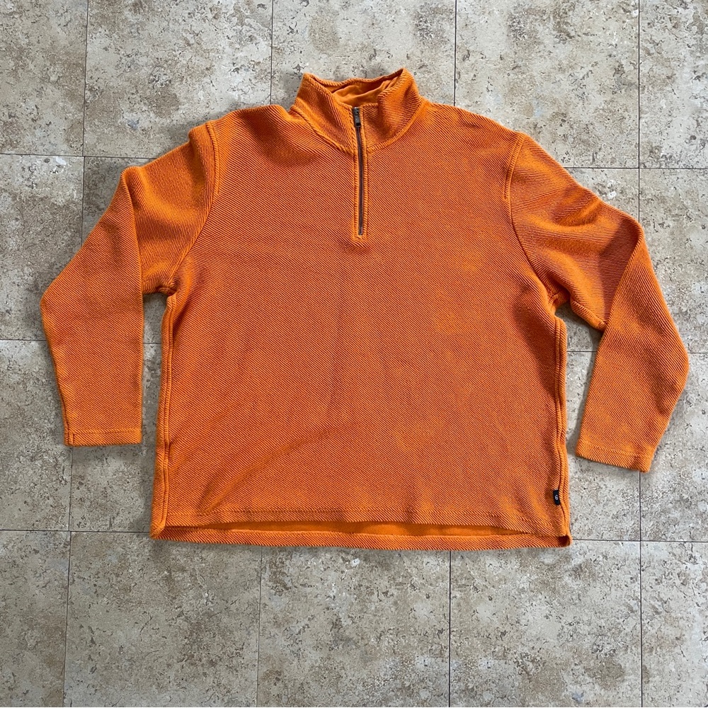 Ted Baker London men’s Millom orange quarter zip cotton sweatshirt